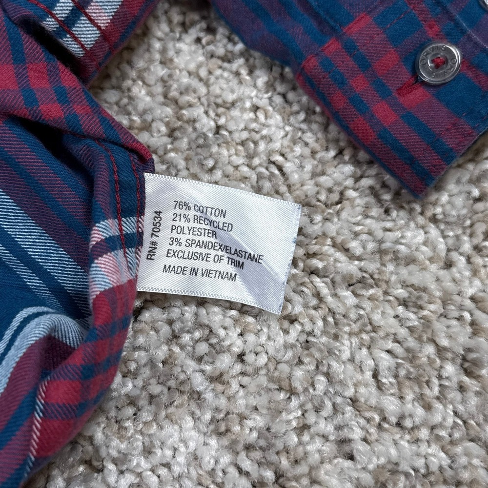 Orvis Shirt Mens M Blue Red Plaid Flat Creek Tech Flannel Long Sleeve Button Up - Picture 9 of 14